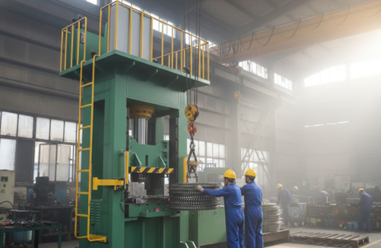 Industrial hydraulic press machine at Yukta Graphics